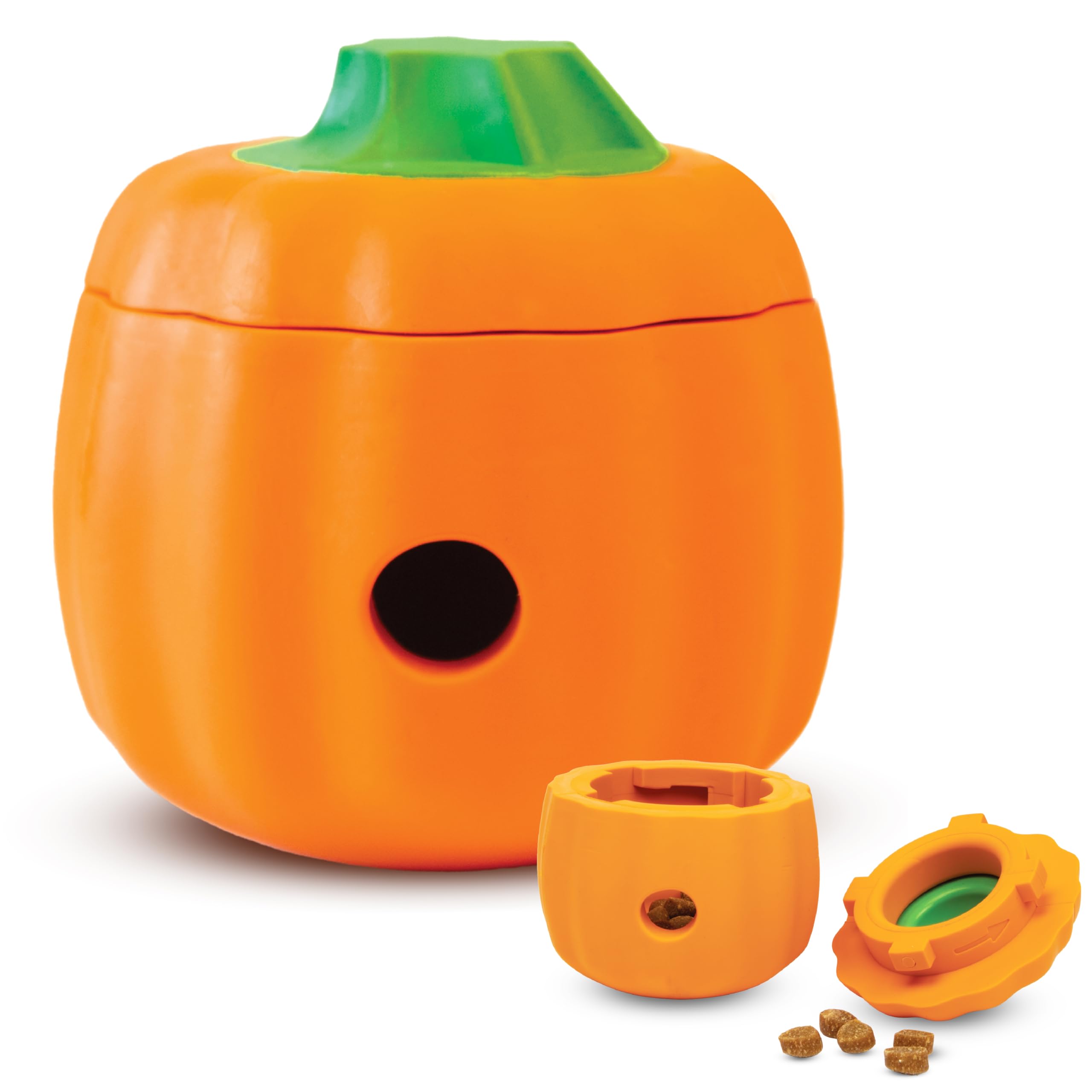 Brightkins Tough Tumble 2-piece Pumpkin Enrichment Puppy Essentials Dog Birthday Treat Pouch Gifts Training Dog Accessories Container Slow