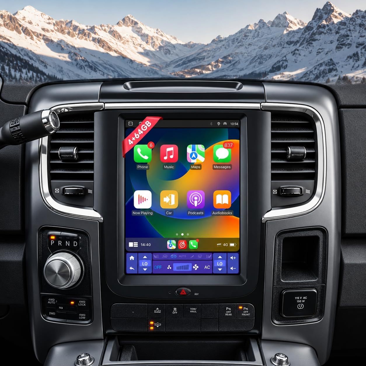 10.4" T-Style Car Radio for 2013-2018 Dodge Ram 1500 2500 3500 8Core-Head Unit 4GB+64GB with CarPlay/Android Auto Touch Screen with 1080P Backup Camera Stereo Upgrade with Fm/Am (High Auto A/C) image 5