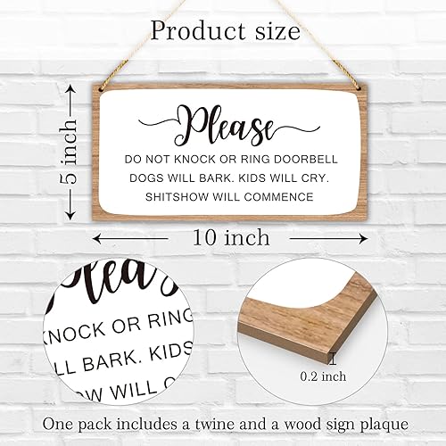 Miniatura 2 de Letrero de madera con texto en inglés "Please Do Not Knock Or Ring", letrero de madera rústica para decoración de puerta de jardín, patio, entrada,