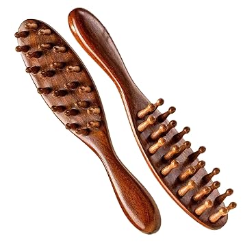 Sandalwood Dreadlocks Brush - Locsanity Natural Wooden Loc Brush with Wide Tooth Bristles for Dreads, Twists, Microlocs & Sisterlocks - Ergonomic Scalp Massage Comb for Detangling & Retwist