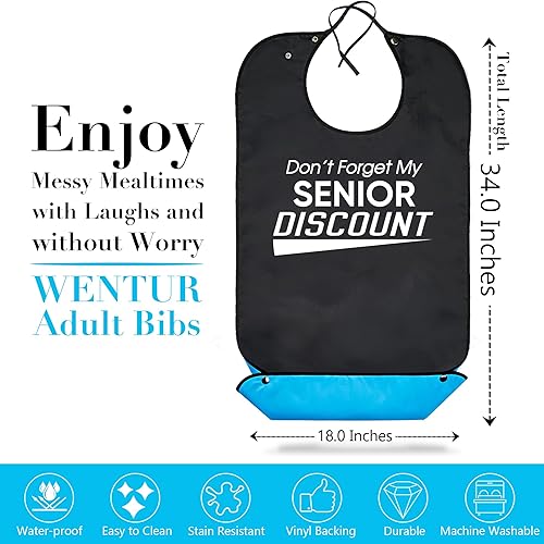 Miniatura 2 de Wentur Baberos para adultos lavables para hombres, divertidos baberos para adultos para comer con atrapasamigas, regalos de cumpleaños para hombres
