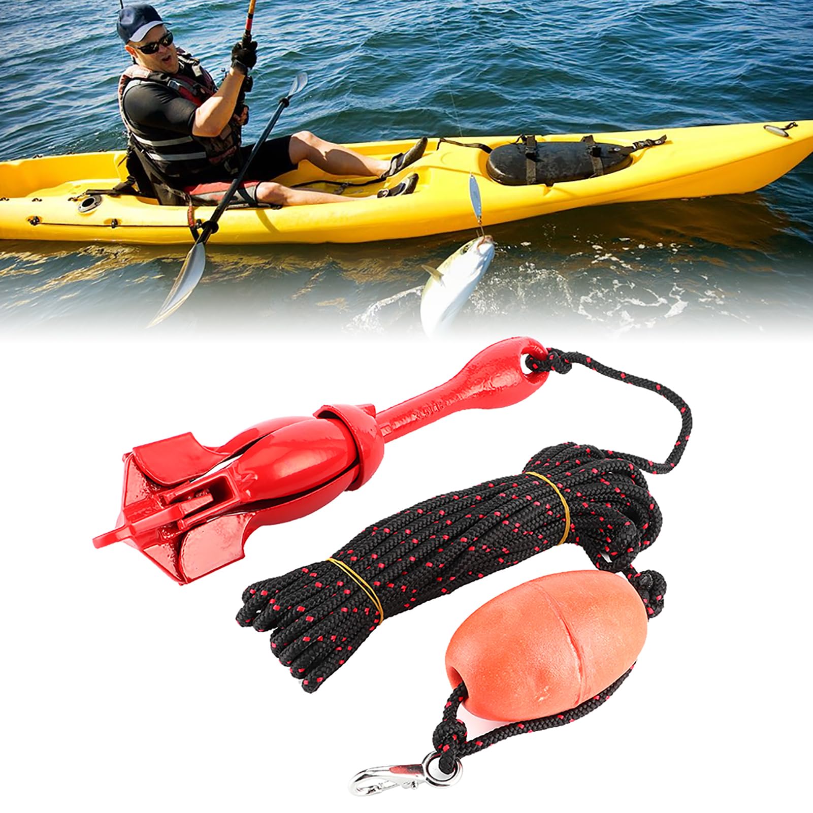 AMONIDA Kit Ancora Pieghevole 1,5 kg, Acciaio Inossidabile Durevole