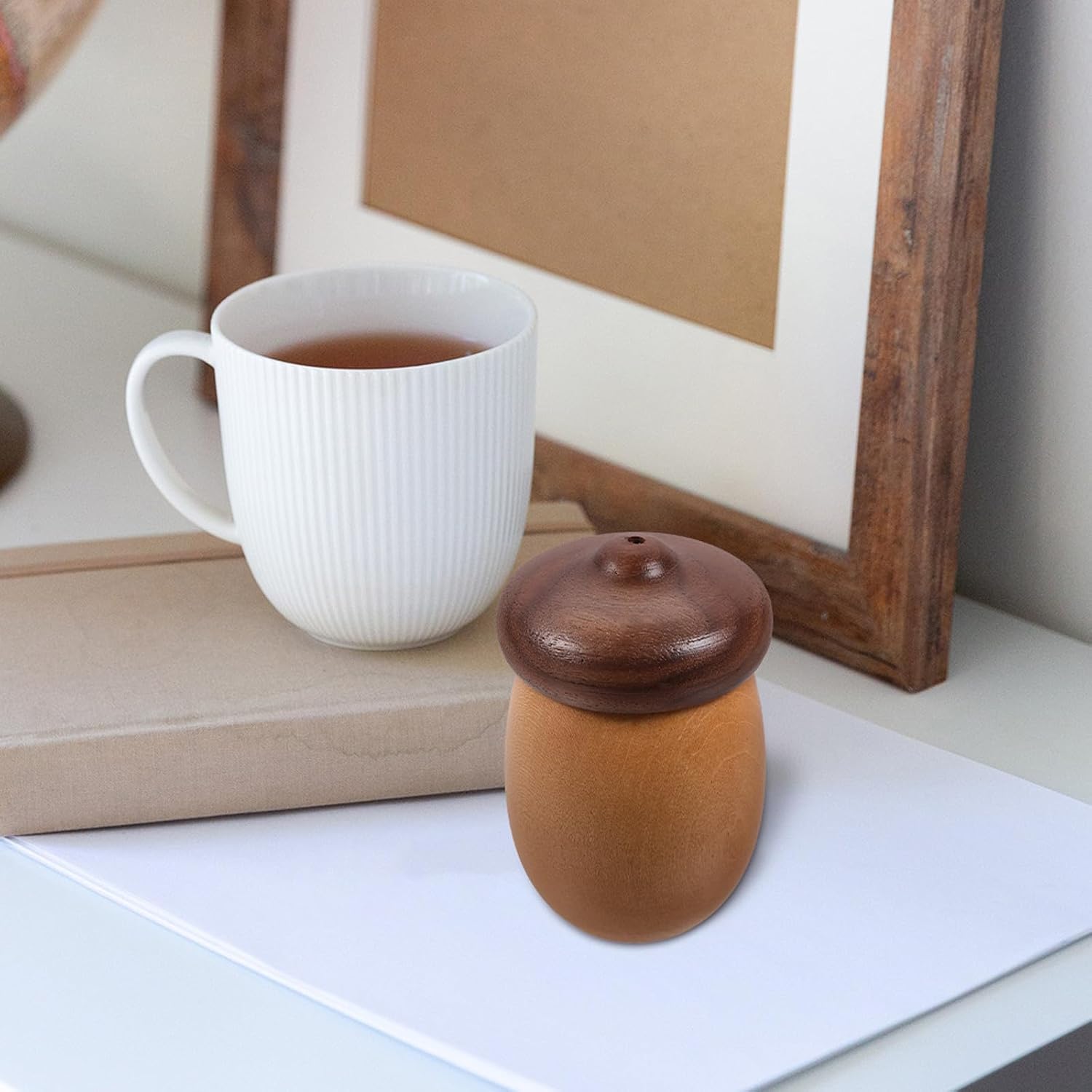 TIDTALEO Acorn Shaped Toothpick Holder Small Size Walnut Wood Toothpick Dispenser Reusable Storage Organizer Decorative Kitchen Accessory for Home and Office image 4