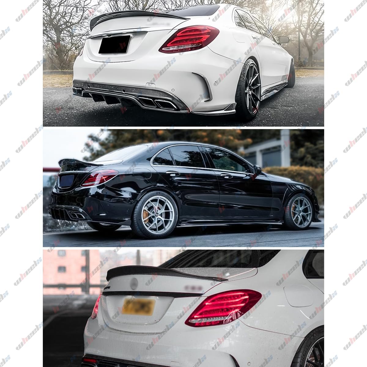 Rear Spoiler Compatible with Mercedes Benz W205 C-Class 2015-2021, Duckbill Fits for C63 C160 C180 C200 C250 C300 C400 C450 Sedan, Trunk Tail Deck Lid Wing Lip (Forged Carbon Fiber Pattern)