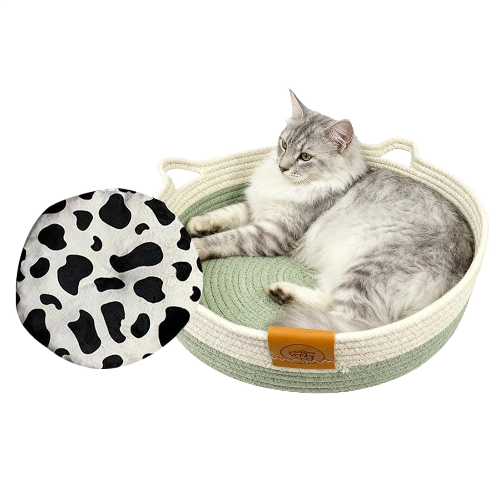 Cama para gatos lavable y cesta tejida transpirable con tapete