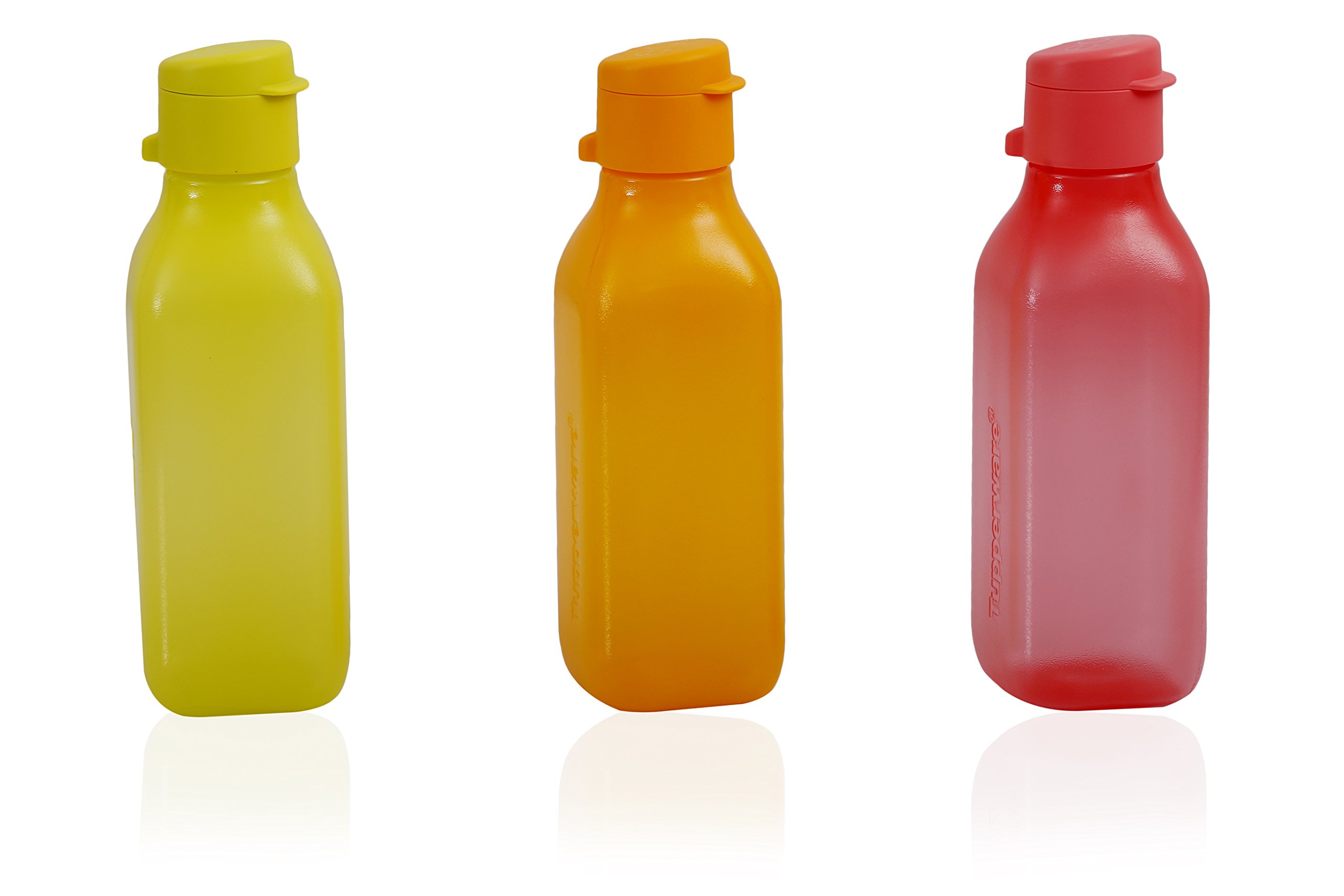 Tupperware Square Fliptop Plastic Bottle Set, 500ml, Set of 3, Multicolour-image-45