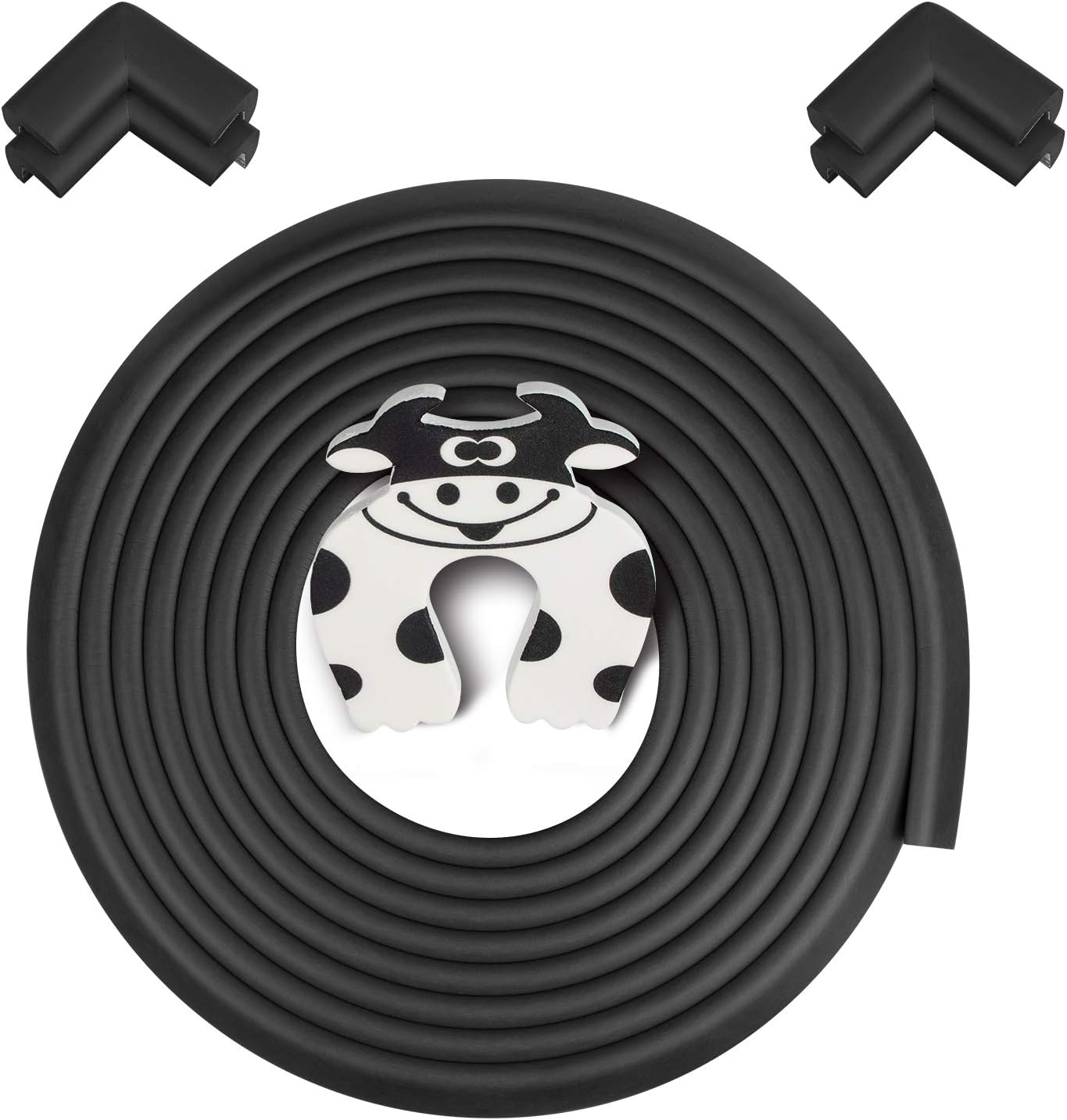 Baby Proofing Edge & Corner Guards, 17.6ft-(16.40ft Edge + 4 Corners) Furniture Bumper Cushion Table Edge Corner Protector Non Toxic and Safe for Fireplace, Stair, Cabinet, Countertop, Black