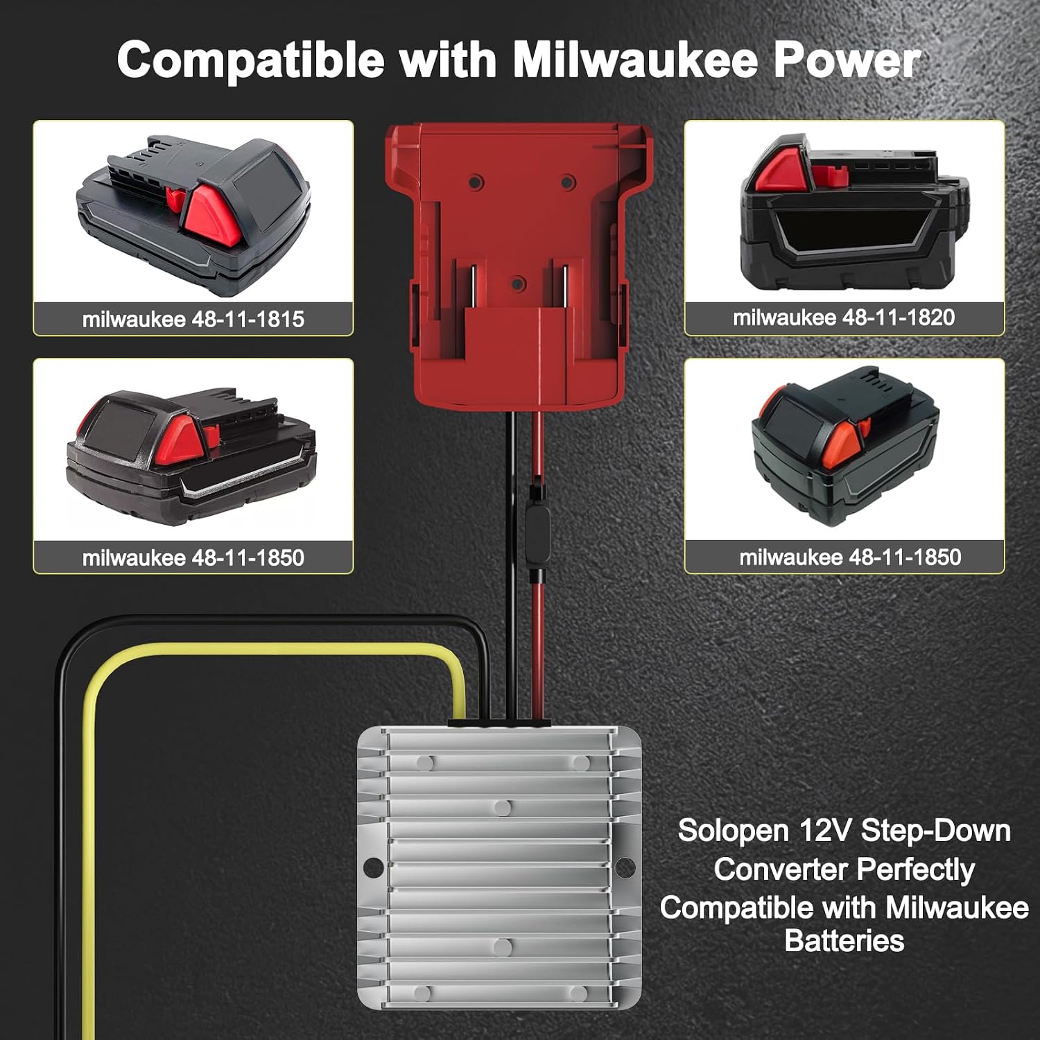 for Milwaukee 18V to 12V Step Down Converter Compatible with Milwaukee 18V Battery Power Wheel Battery Adapter DC 12V 20A 240W Buck Converter Regulator with 30A Fuse and Wire Terminal