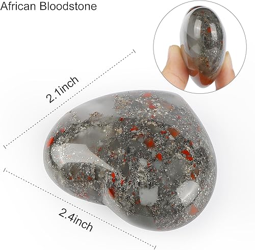 Miniatura 3 de SMQ Piedras de cristal en forma de corazón, piedras de sangre africanas naturales, con bolsillo hinchado, sanación del amor y piedras de cristal