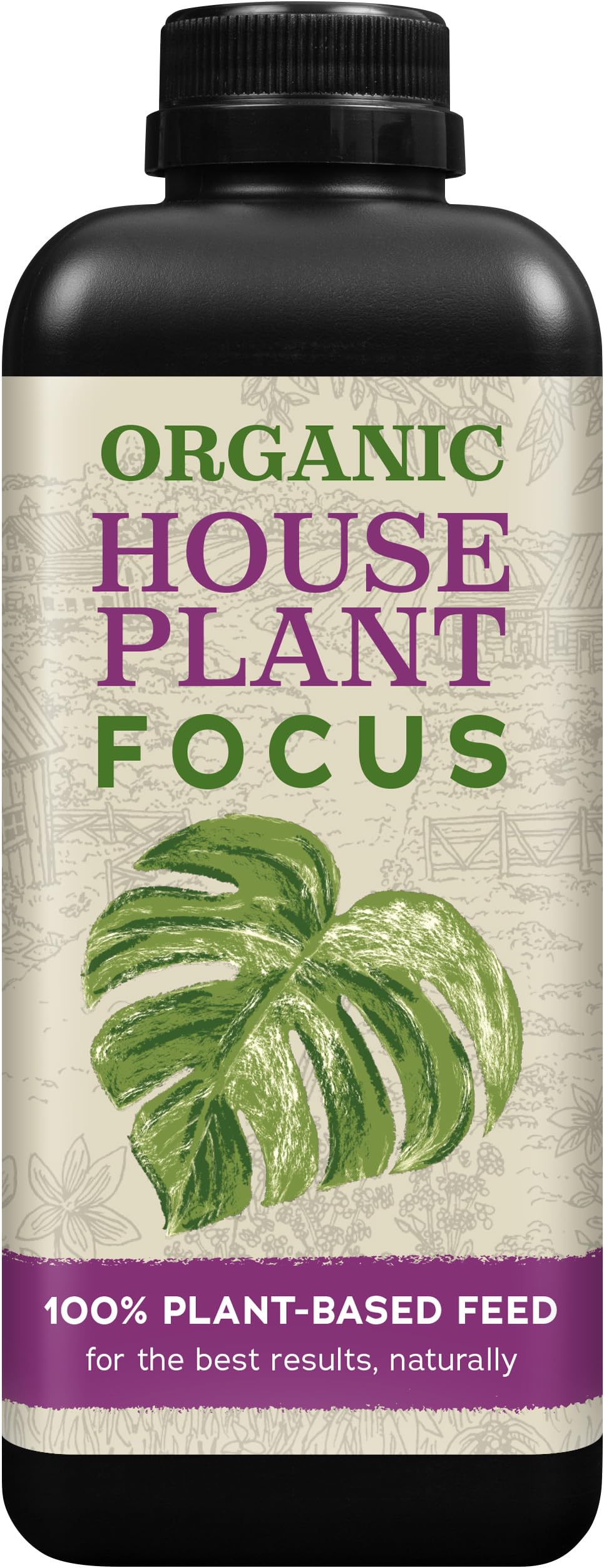 Organic Houseplant Focus Concentrated Liquid Fertiliser, 1 litre - For Indoor Plants - Plant-Based Professional Grade House Plant Food Concentrate with Kelp Seaweed Extract - Makes 200L