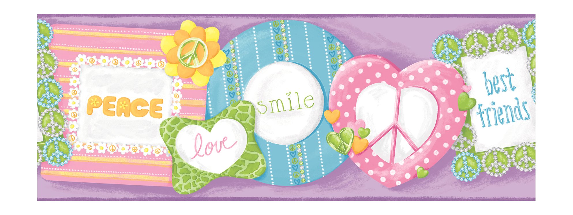Cenefa de papel pintado York Revestimientos JE3594BD morado para pared infantil pre-pasted