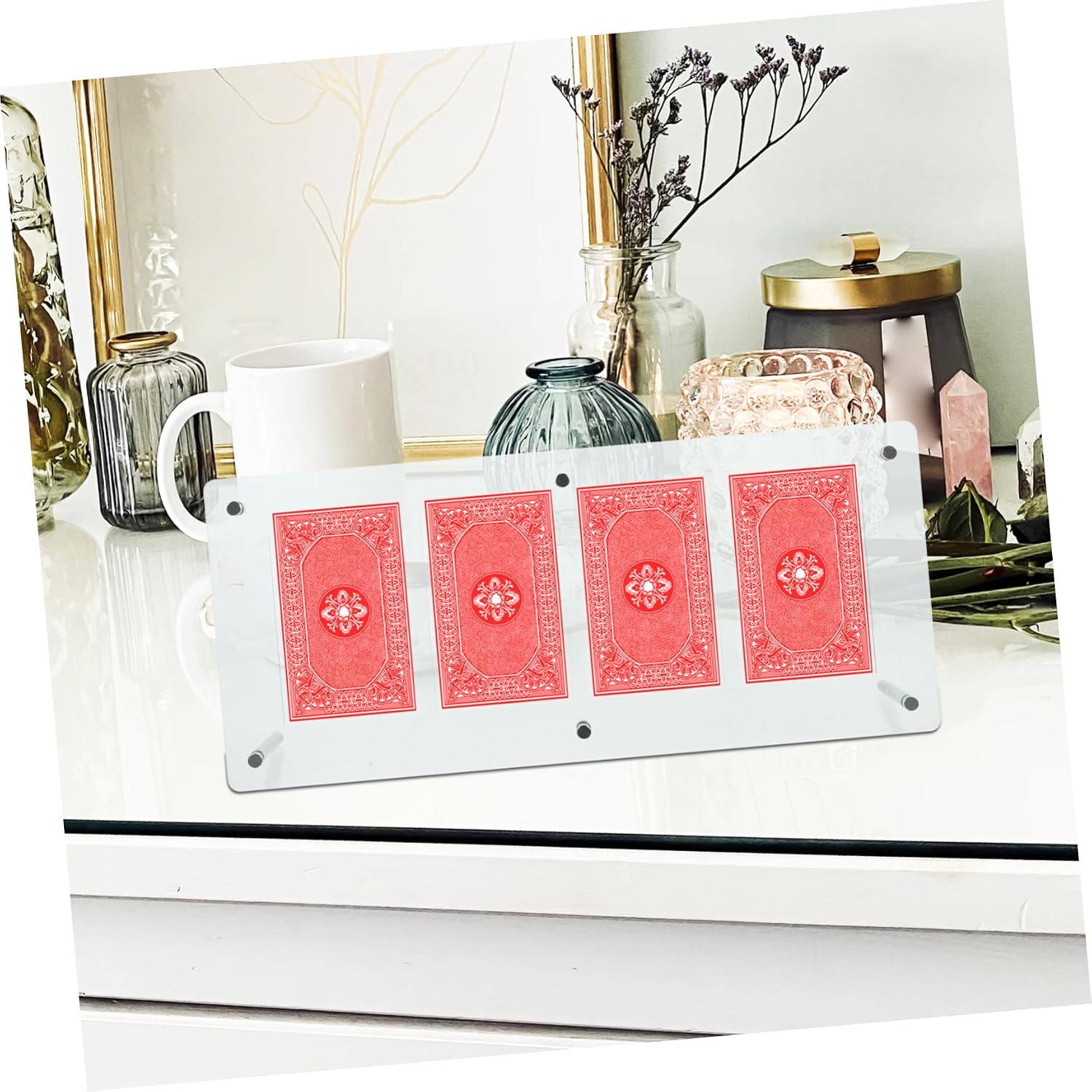 Clear Acrylic Trading Card Display Stand with Independent Slots Sturdy Card Display Rack for Baseball Sports and Game Cards Easy to Use and Holder Frame Organizer