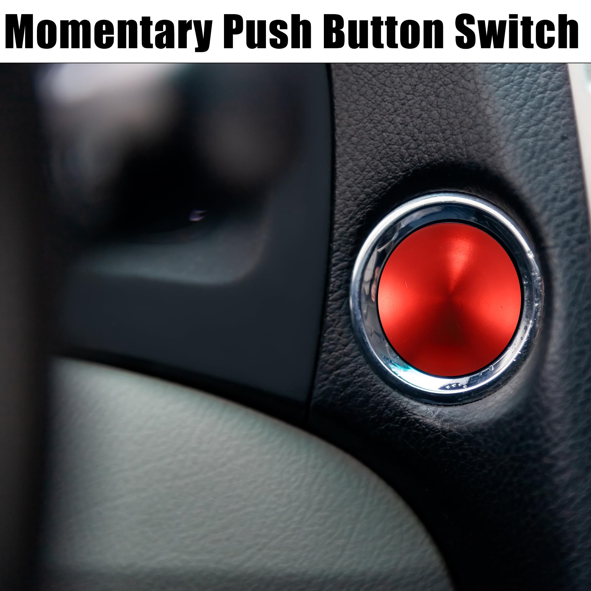 A ABSOPRO Waterproof IP65 Momentary Mushroom Head Shape Push Button Switch for Car Metal 16mm 3A 250V Push Button Switch Red (Set of 2)