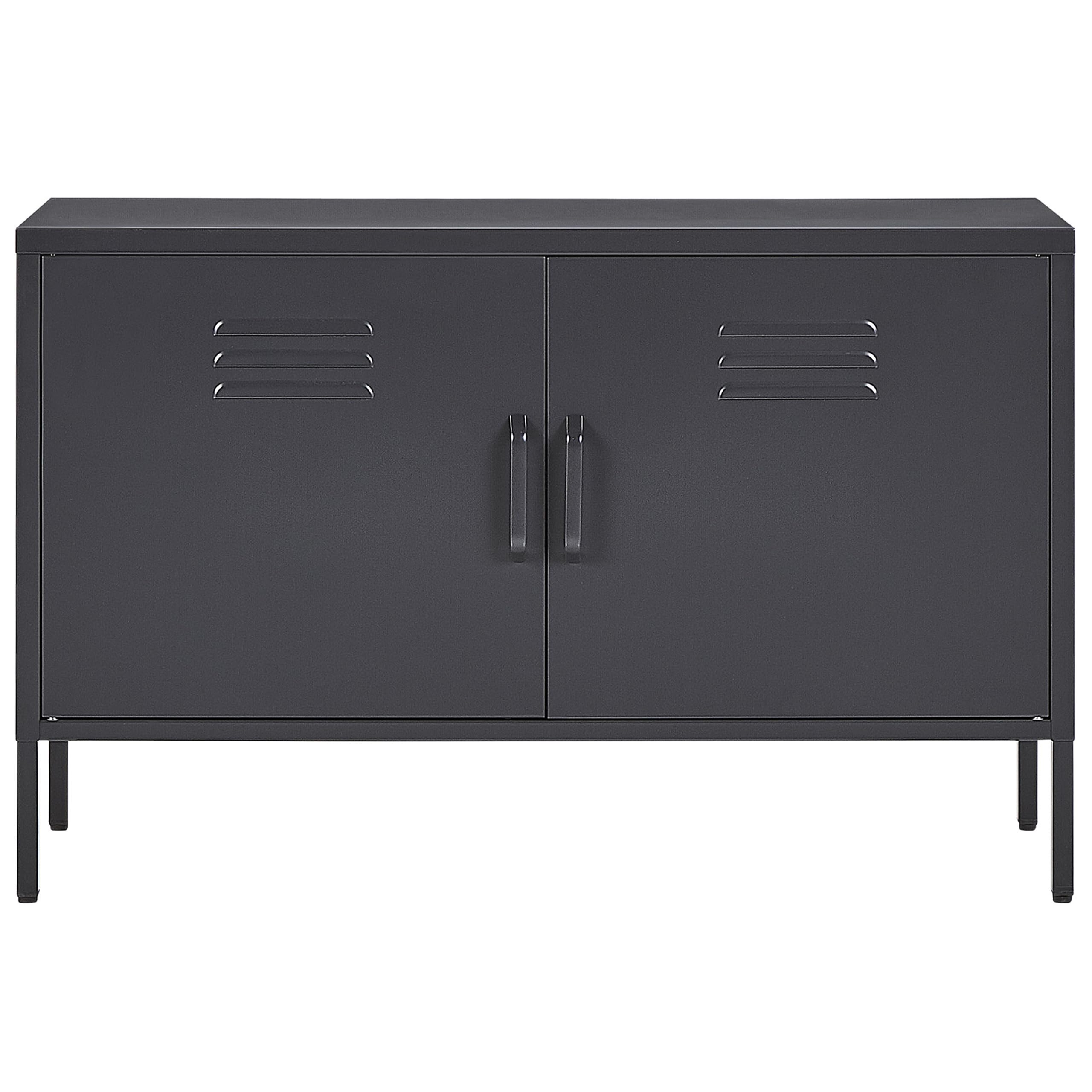Beliani Buffet Moderne Industriel en Acier Noir Durable et Design avec 2 Portes