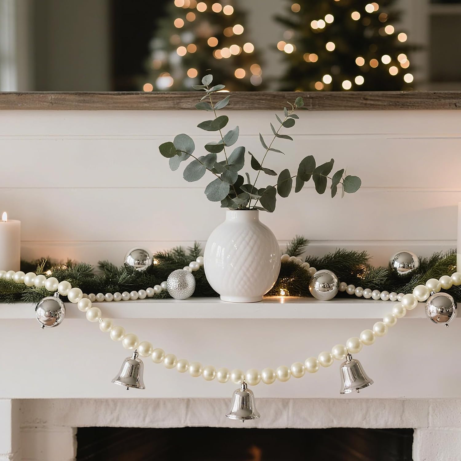 12mm Pearl Garland, 23 Feet Faux Pearl Garland Spool Roll for Wedding Centerpiece Backdrop Christmas Tree and Flowers Decoration DIY Craft (White)