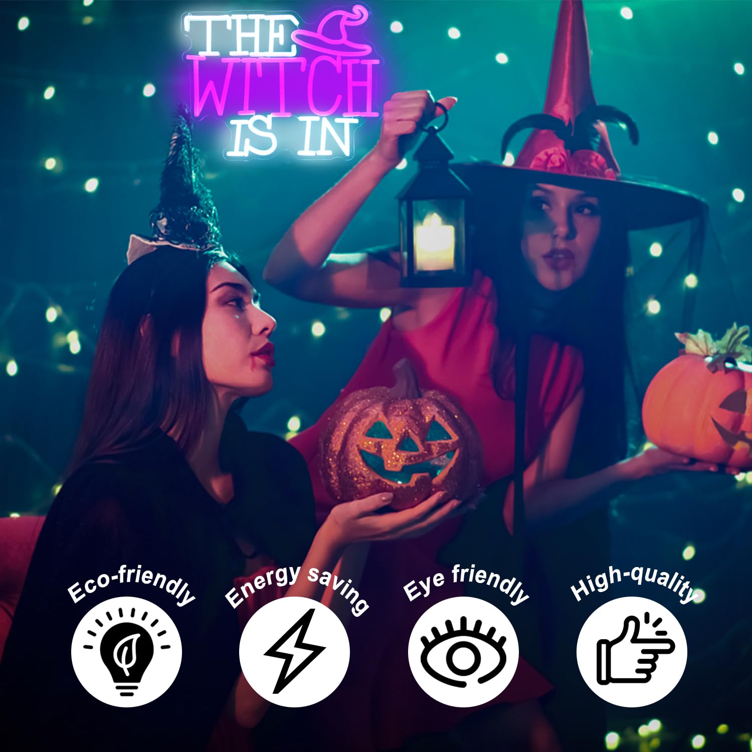 Amazon.co.jp: The Witch Is In Neon Signs for Wall Halloween Decor