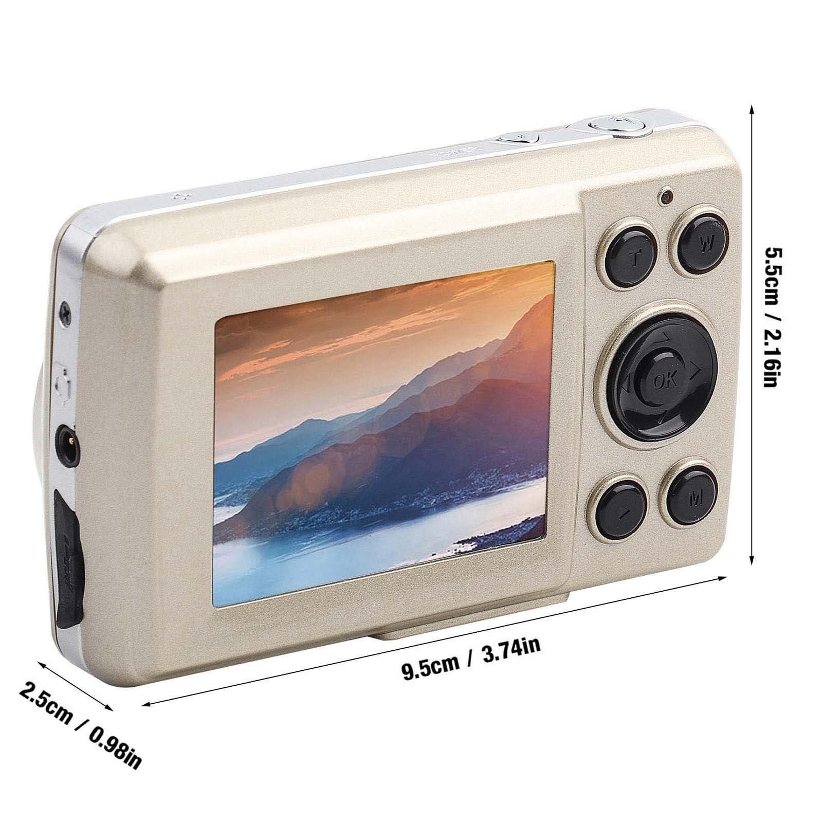 Tomotato Mini Digital Camera, 5MP 720P 30FPS 16X 2.4 inch LCD Display Portable Outdoor Zoom HD Digital Video Camera Camcorder for Children (Gold)