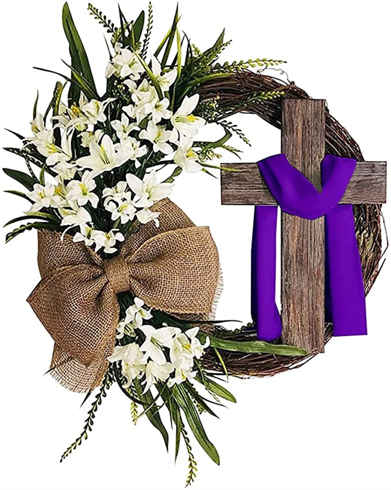 Couronne de Pâques avec croix et bouquet de ferme haut de gamme