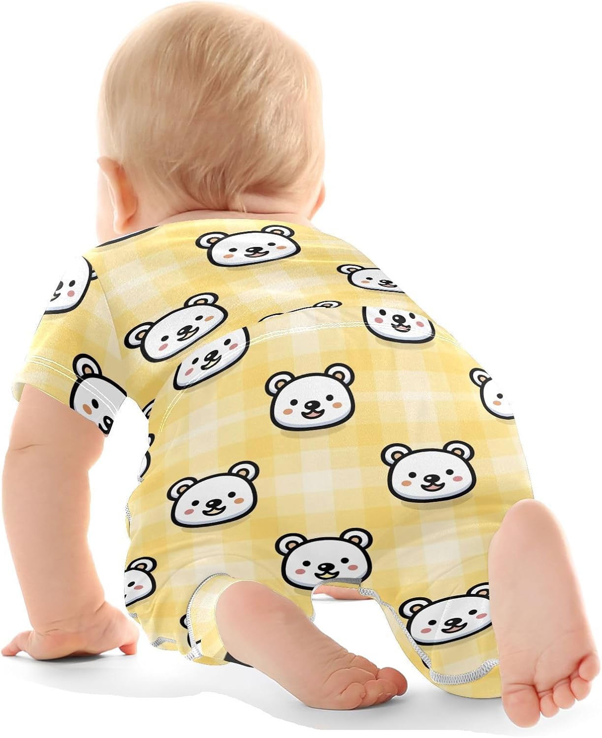 vvfelixl Baby Clothes Smiling Bear Heads Baby Bodysuits Set Unisex Short Sleeve Babys Pants Sets 0-3M