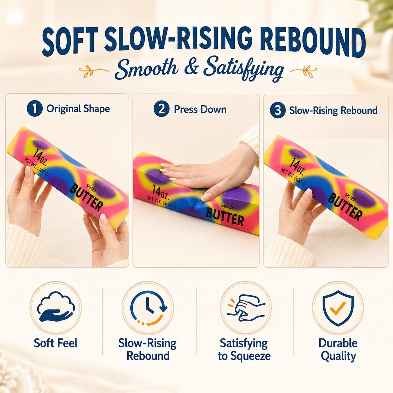 14 oz Butter Squishy Stick, Rainbow Large Slow Rising Jumbo Squeeze Big Squishiesfor Adults (Giant Rainbow) image 5