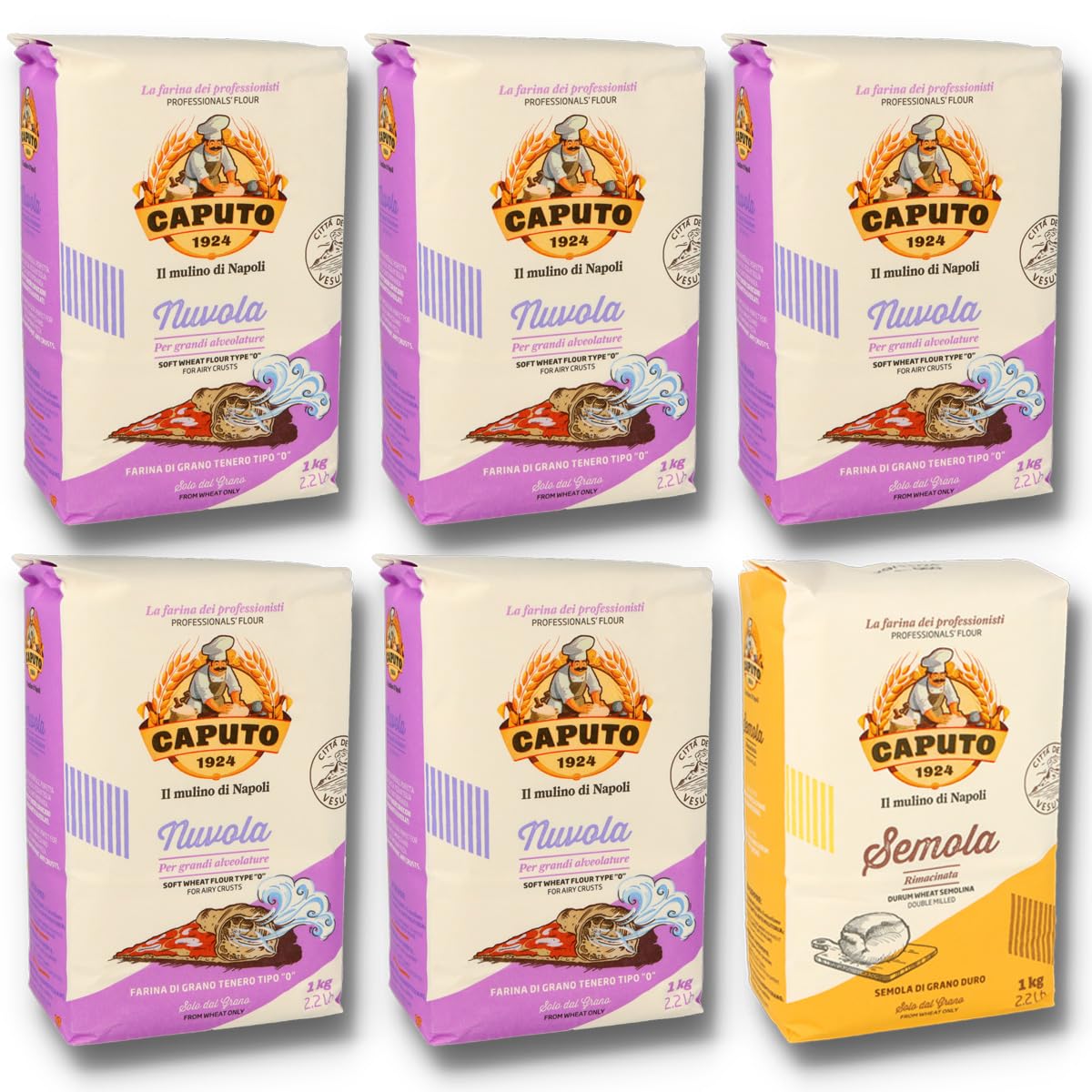 5x1kg Caputo Nuvola + 1x1kg Caputo Semola Rimacinata Starter Set