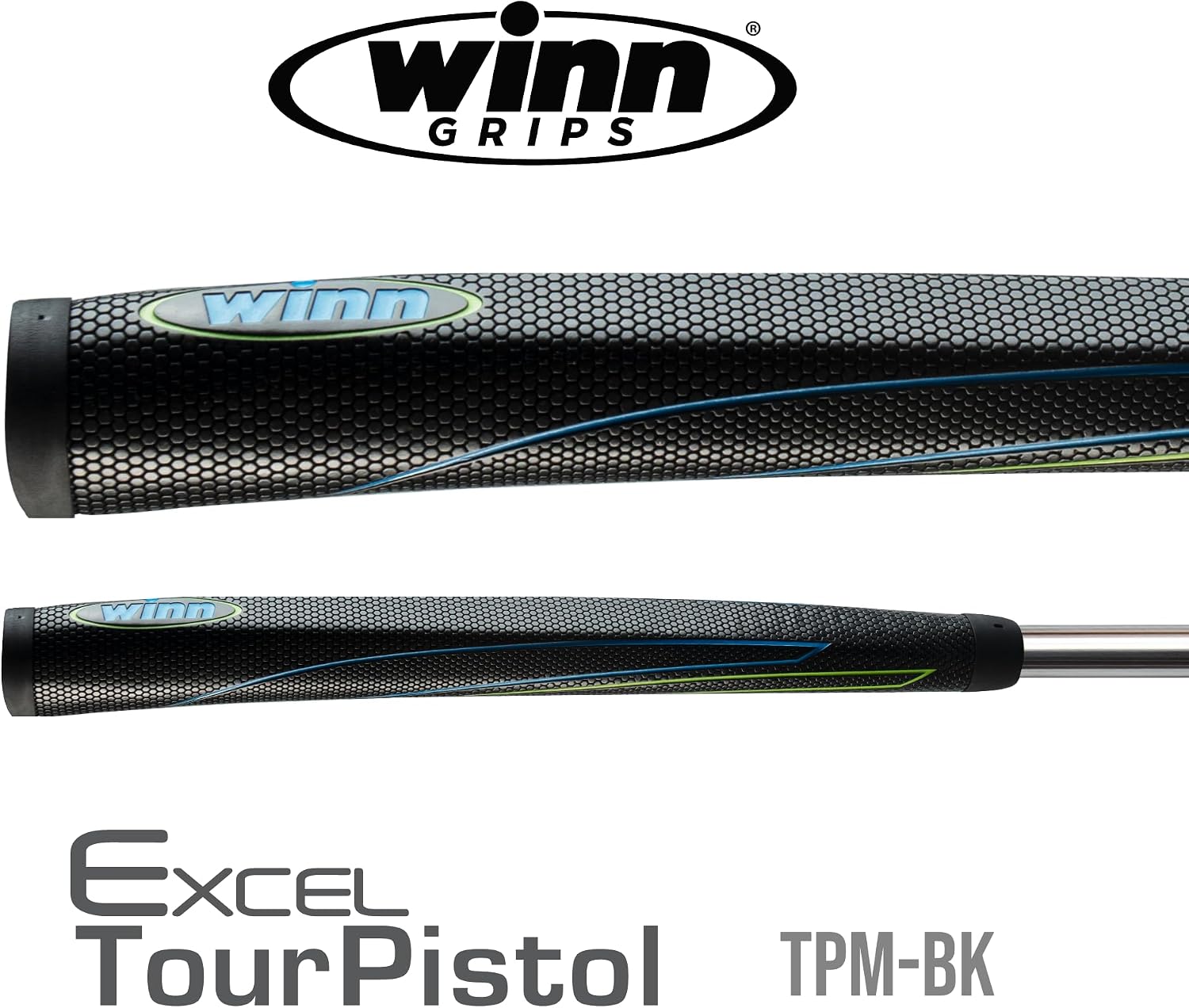 Winn Black Putter Grip with Enhanced Hexagon Pattern for Accurate Alignment. Slip-Resistance with Winn's Comfortable Tacky Excel Polymer