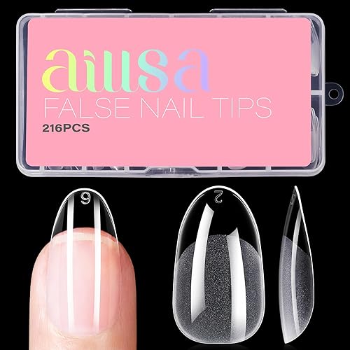 AILLSA Short Oval Nail Tips Full Cover Clear Gelly Nails