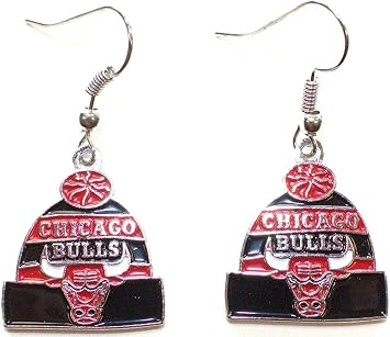 NBA Officially Licensed Chicago Bulls Beanie Style Dangle Earrings