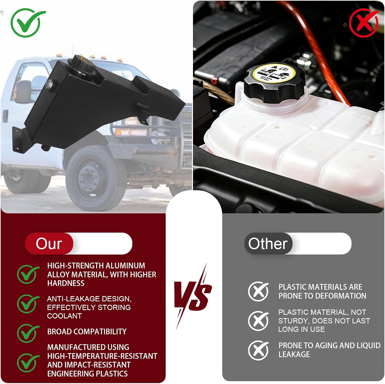 Aluminum Coolant Reservoir Tank for Ford Excursion F250 F350 F450 F550 | Engine Coolant Overflow Tank for Ford Super Duty, Replaces 603-213, 2C3Z-8A080-AA, F6DZ-8100-A