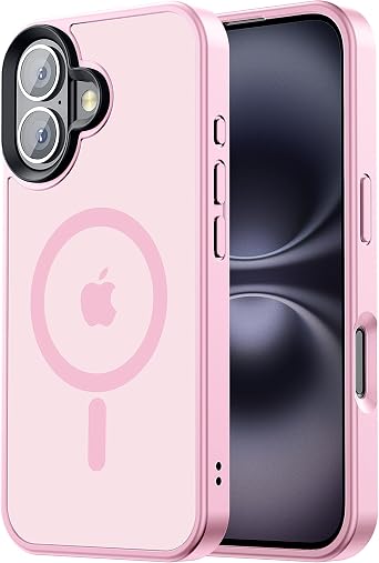 Tigowos Compatible with iPhone 16 Plus Bumper case Fits MagSafe 10FT Drop Resistant Matte Skin Feeling Shockproof Back Cover Fits iPhone 16 Plus Phone Cases 6.7", Light Pink