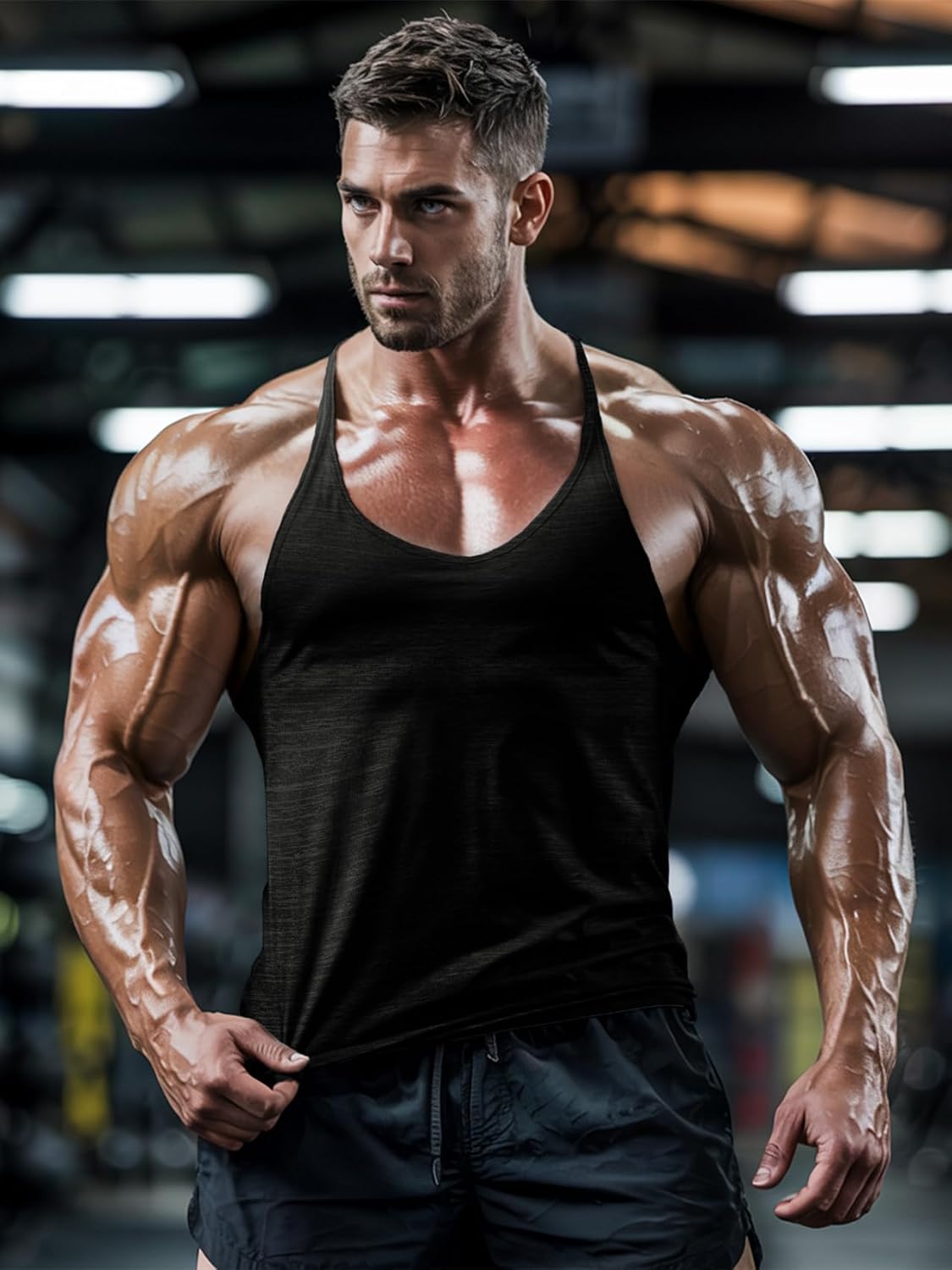 Men's Bodybuilding Stringer Tank Tops Quick Dry Workout Shirts Sleeveless Y-Back Tops - Image 5