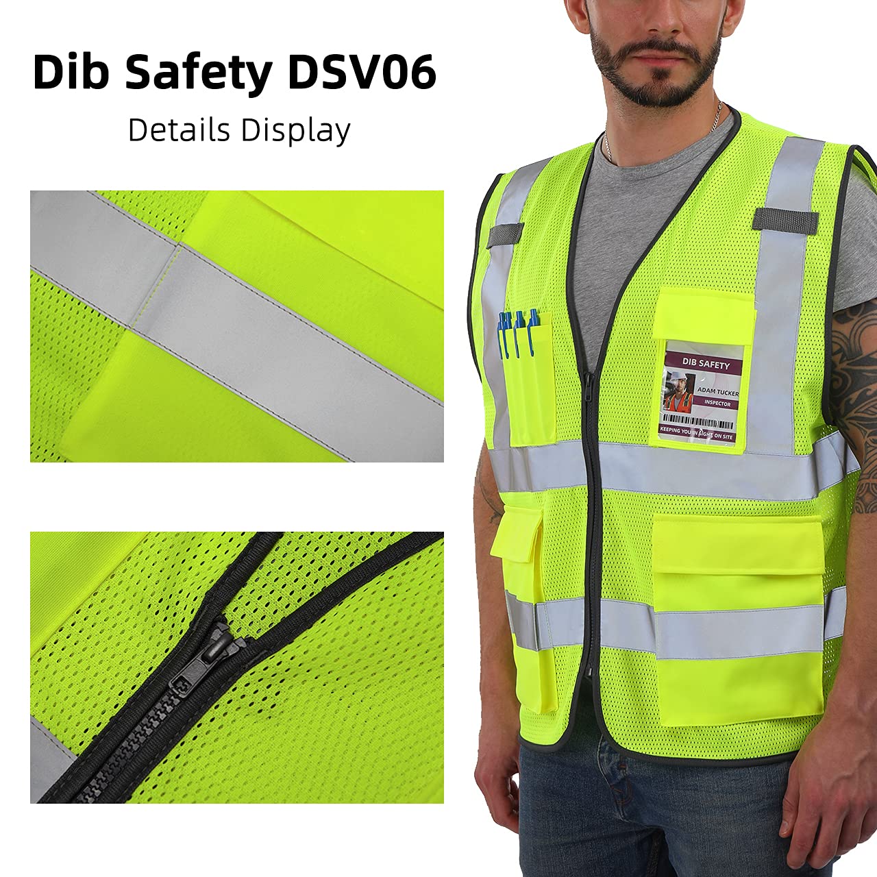 Snapklik.com : Dib Safety Reflective Vest Mesh, High Visibility Vest