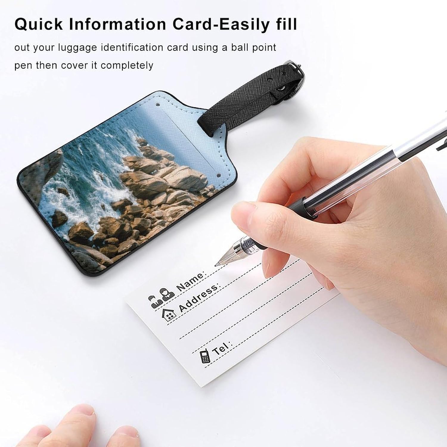 Rocky Coast PU Leather Luggage Tag for Suitcases image 5
