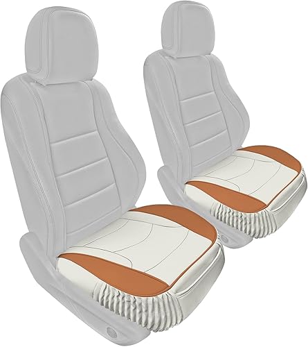 FH Group Cojín de asiento delantero de automóvil, duradero, de piel sintética beige bronce, protege asiento inferior, funda de asiento resistente al
