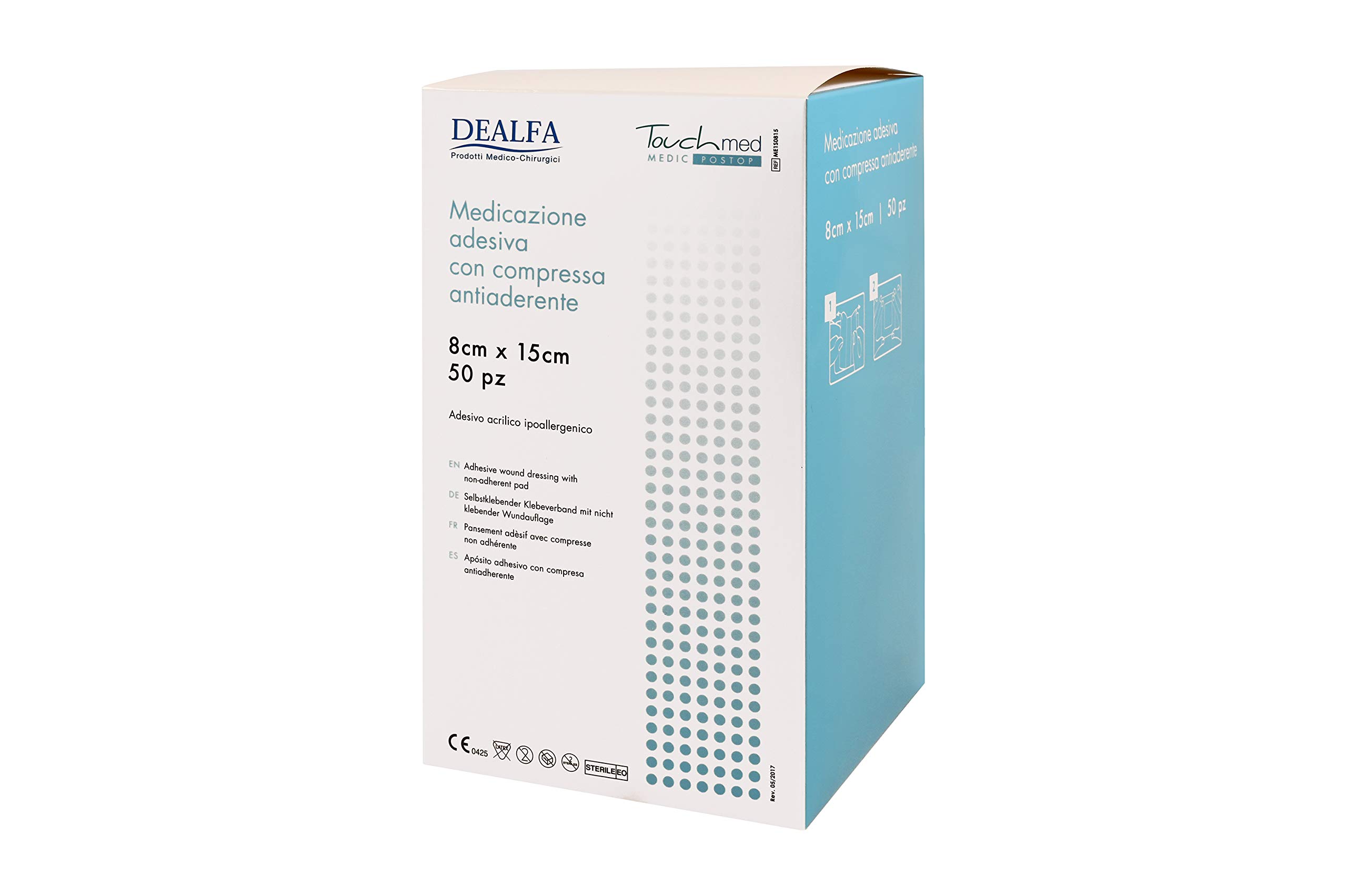 TOUCHMED Cerotto Adesivo Sterile in TNT con Compressa Antiaderente - 8x15 cm - Traspirante e Assorbente - Ottima Adesività - Monouso - Confezione da 50 Pezzi