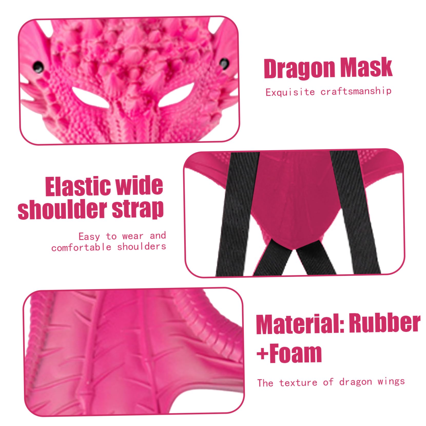 Set drago di Halloween per bambini 3 pezzi Copriviso Coda Costume cosplay Puntelli per foto Rosso, Drago Cosplay