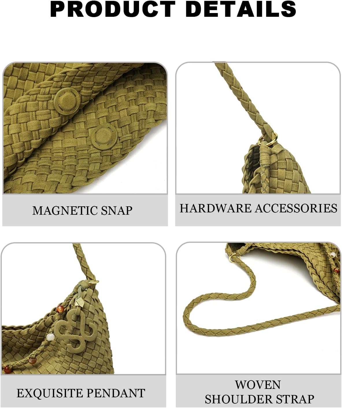 Shoulder Bag for Women,woven tote bag,Fashion Suede hobo bags with Purse,Handmade daily commuting use