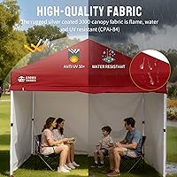 Vista 4 de CROWN SHADES Tienda de campaña comercial con toldo instantáneo comercial de 10 x 10 pulgadas con bloqueo central, tela 300D, 4 paredes laterales