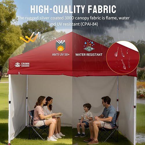 Miniatura 4 de CROWN SHADES Tienda de campaña desplegable con toldo instantáneo comercial de 10 x 10 pulgadas con bloqueo central