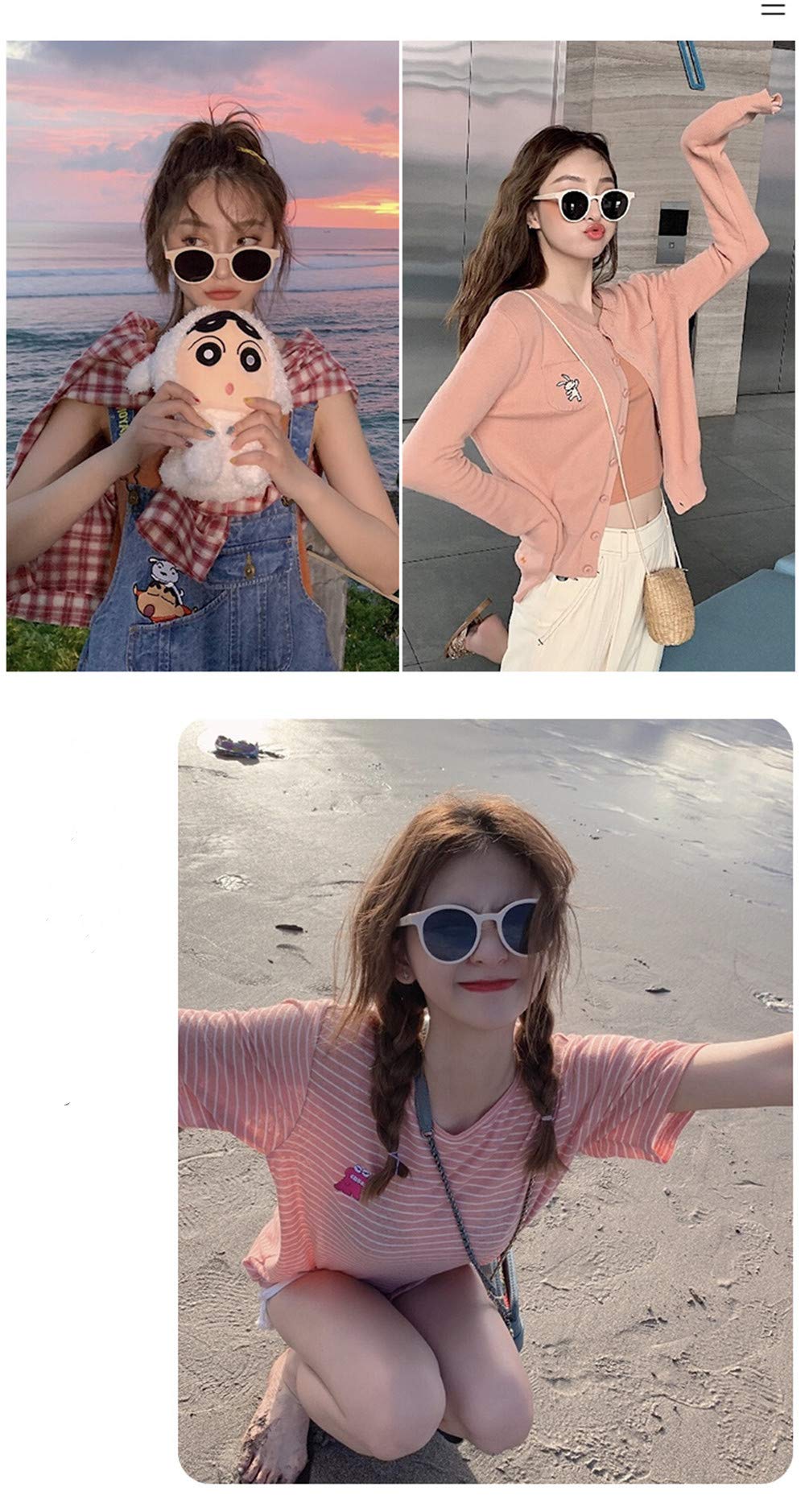 Beige caja pequeña lentes negras grises, gafas de sol lindas, gafas de sol de playa, hombres y mujeres cara pequeña
