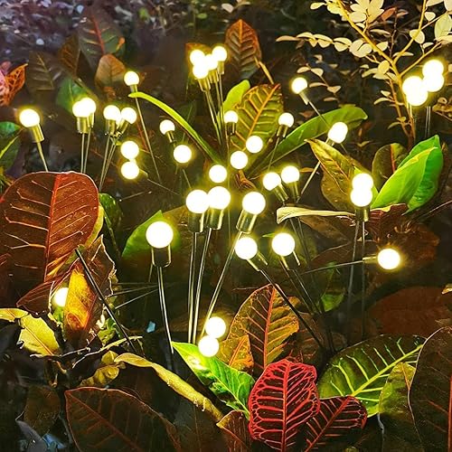 Miniatura 4 de ANTQUE Paquete de 10 luces de luciérnaga alimentadas por energía solar para exteriores, luces solares de luciérnaga de jardín, luces de jardín