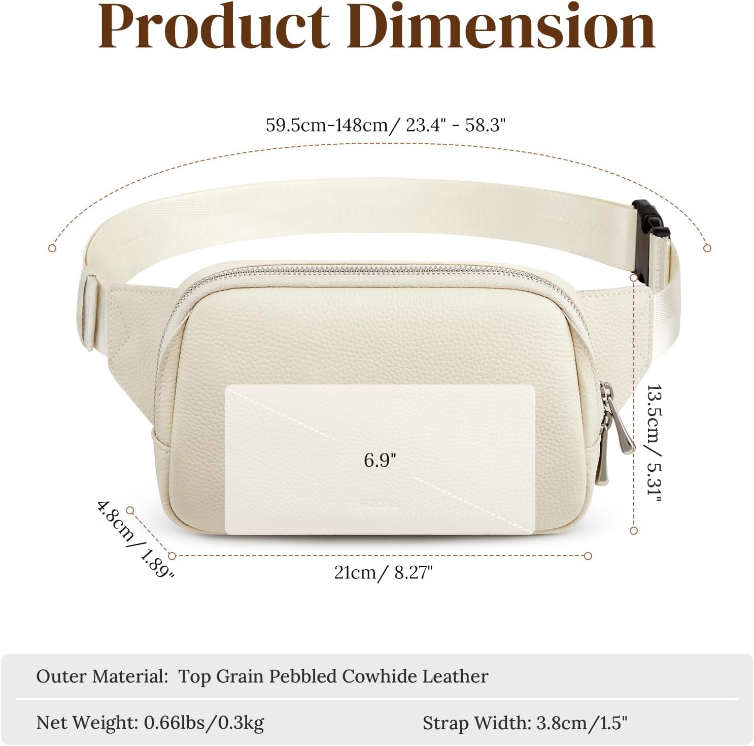 S-ZONE Leather Fanny Pack for Women RFID Blocking Waist Belt Bag Crossbody Purse - Image 5