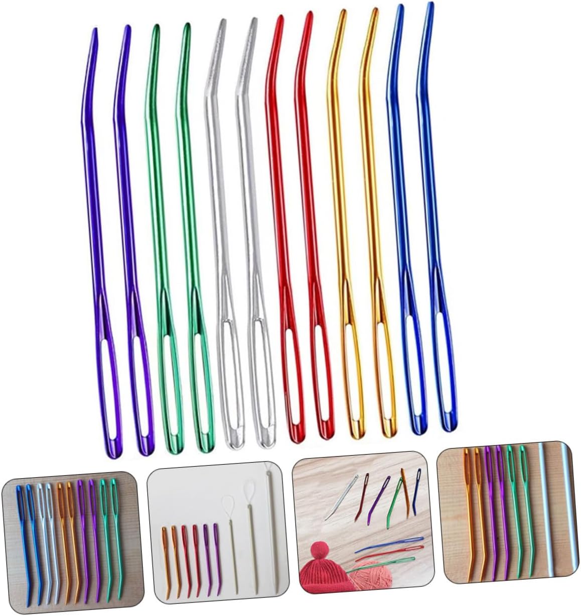 GRIRIW 12pcs Safety Yarn Needles Bent Darning Needles Mixed Colors Wear-Resistant for Knitting and Tapestry Crafts Random Color