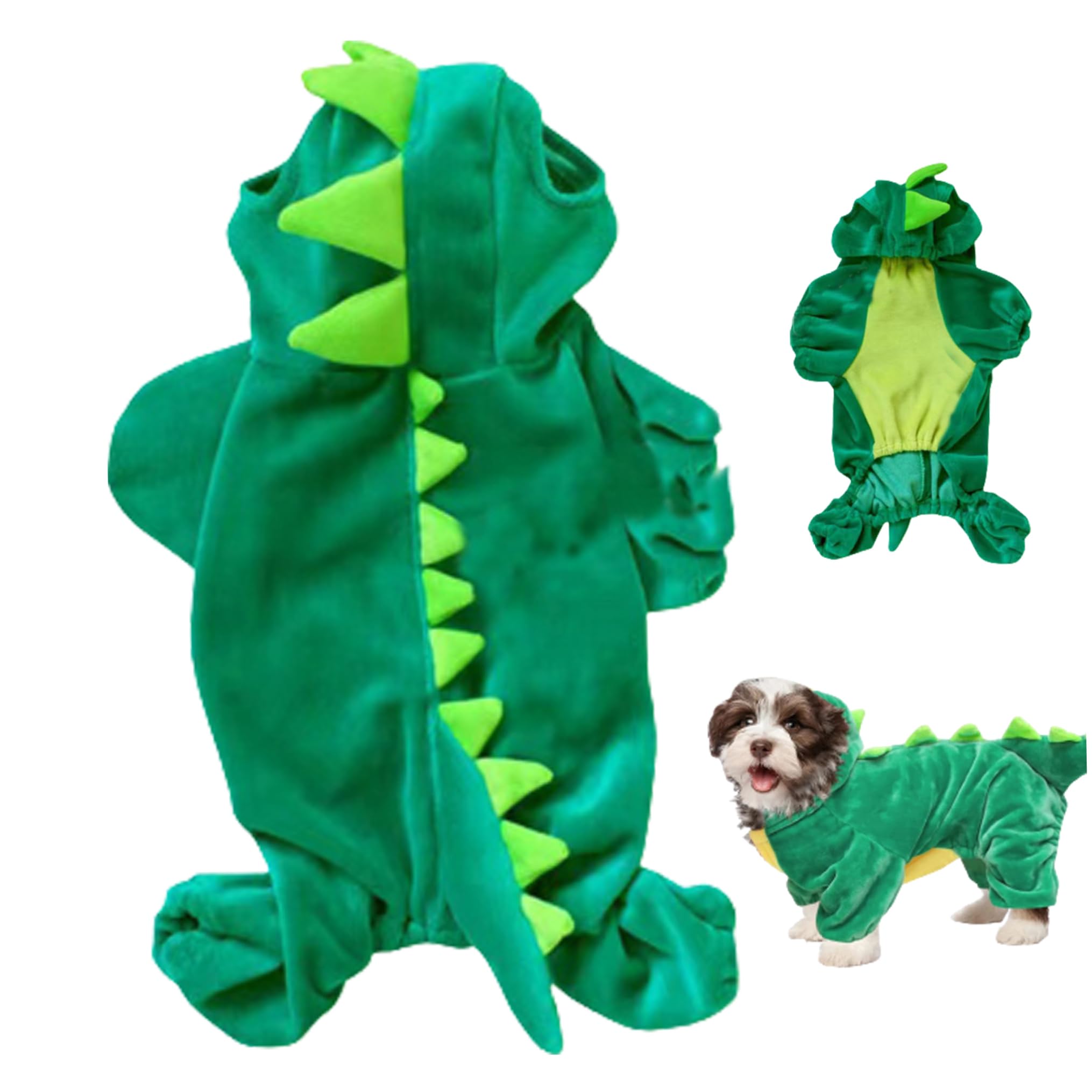 Chien Dinosaure Costume Taille XXL Mignon Costume de Chien Halloween Manteau Manteau Cristal en Velours d'hiver à Sweat à Sweat à Capuche