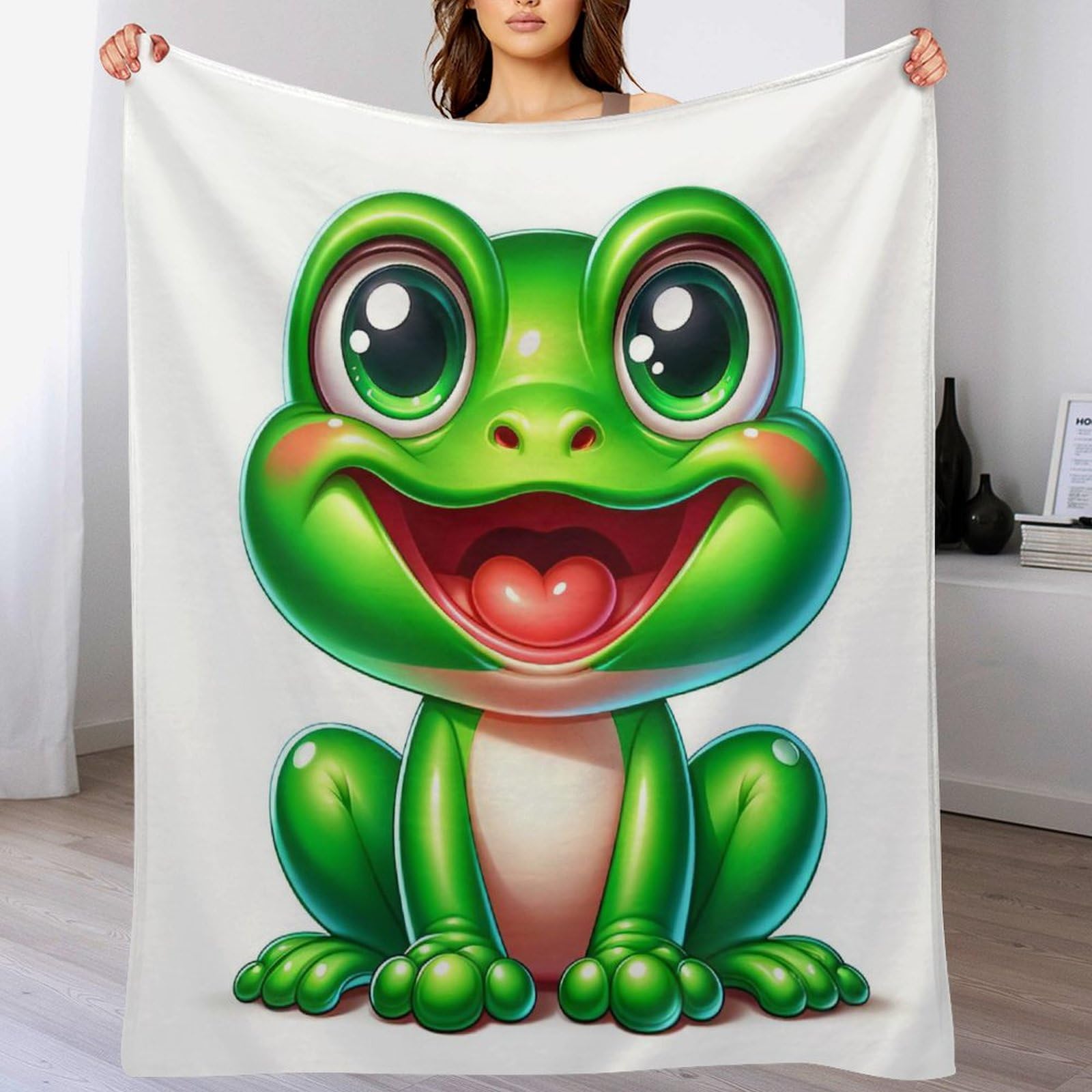 Couvre-lit grenouille 3D en flanelle haut de gamme au toucher ultra doux