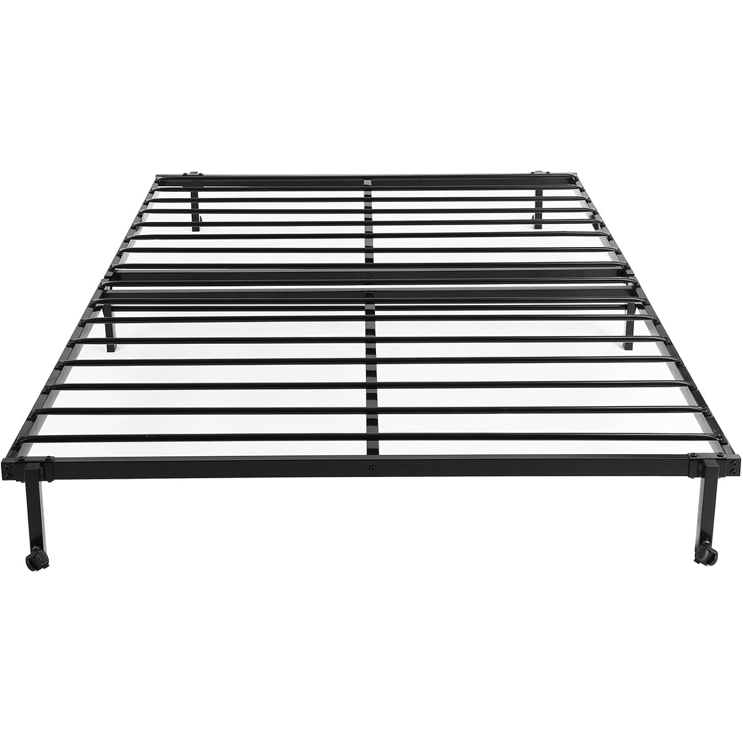 EGGREE 4FT6 Double Folding Bed Frame Metal Bed Base with Lockable Wheel