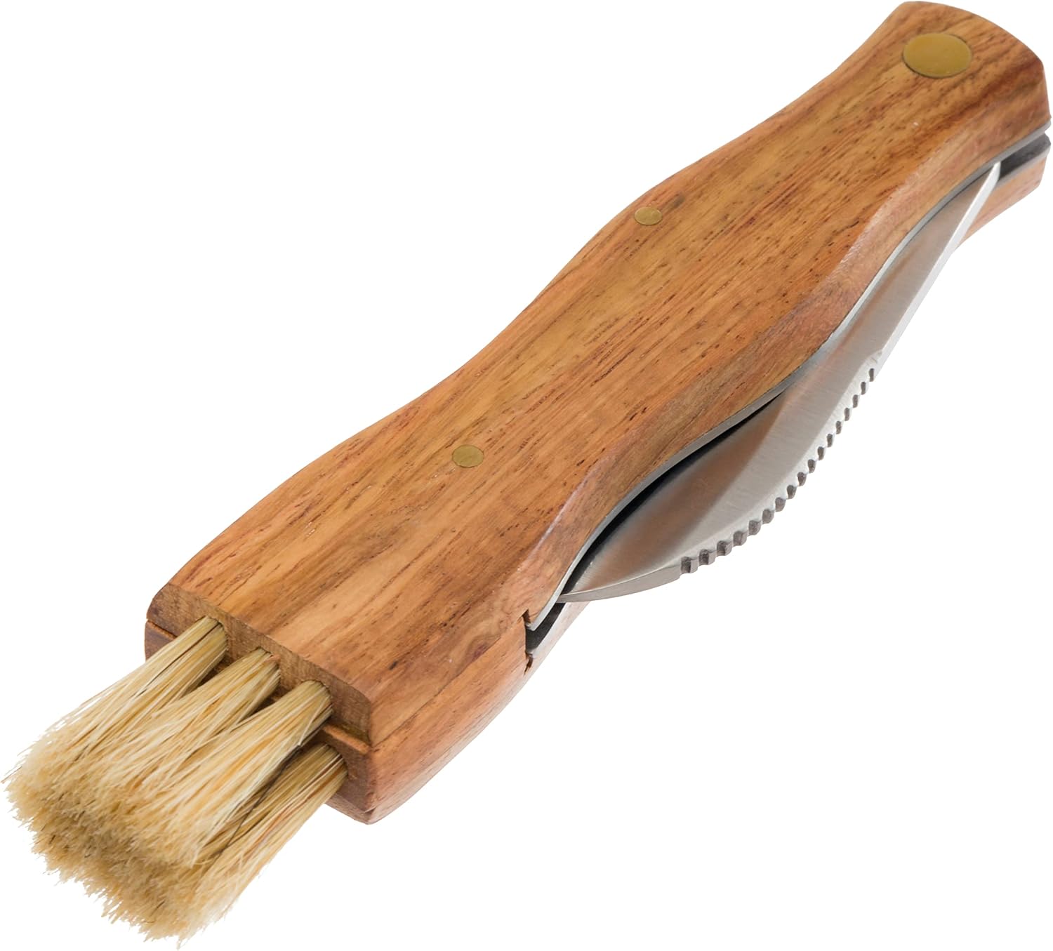 Redecker Folding Mushroom Knife with Bristles, Jack-knife for Cleaning & Prepping Forest Mushrooms, For Foraging & Camping