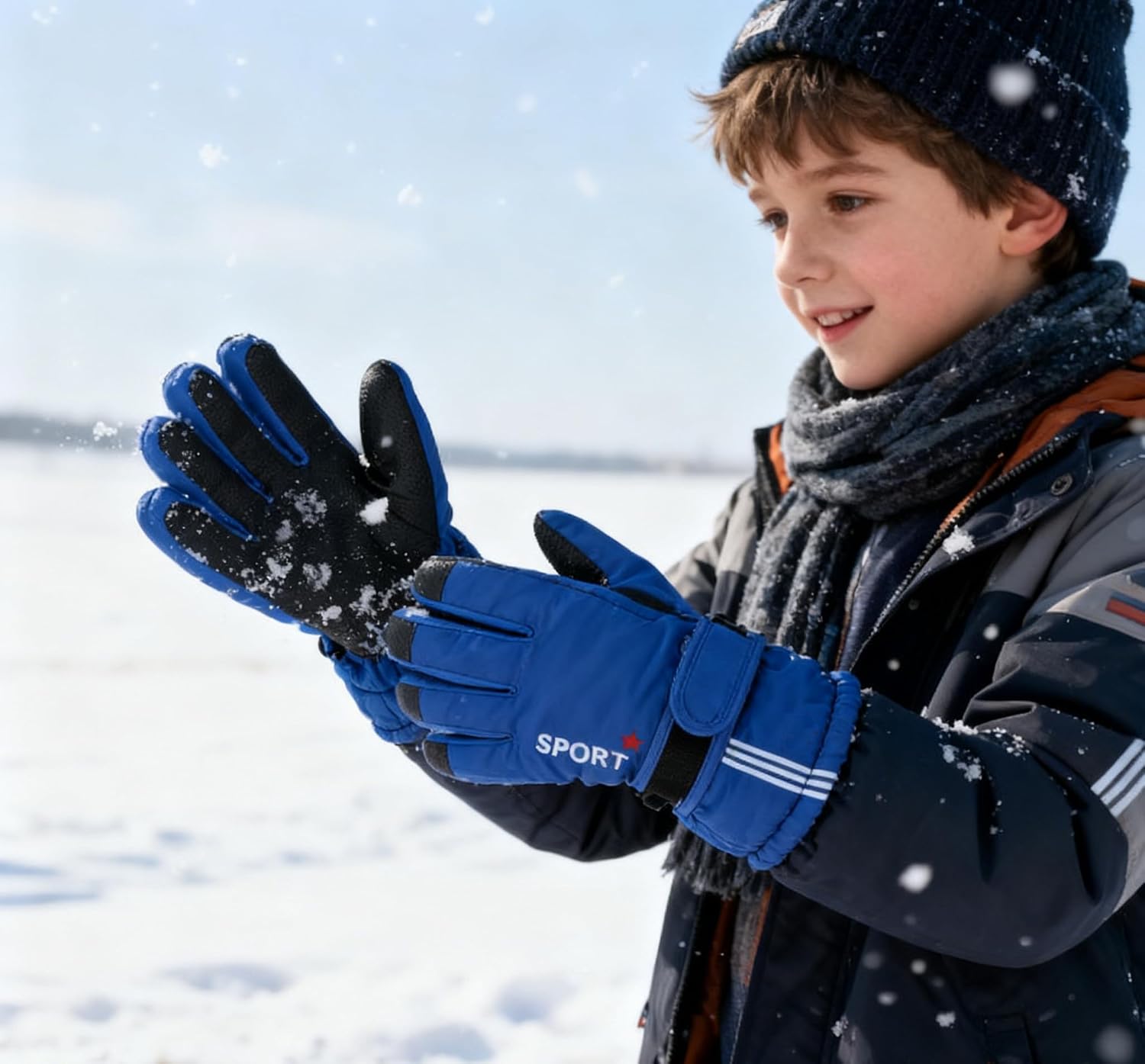 Kids Winter-Ski-Gloves Warm-Thermal-Snow-Gloves for Boys Girls Skiing-Snowboard-Mittens(for 5-10 Years)