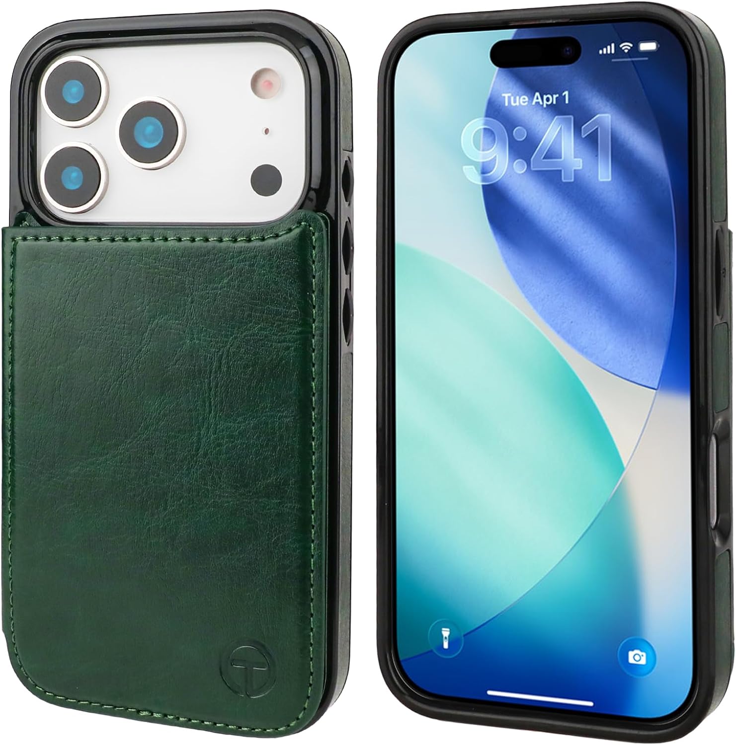 ONETOP Compatible with Magsafe for iPhone 17 Pro Wallet Case with Card Holder, PU Leather Kickstand RFID Blocking Case, Double Magnetic Clasp and Durable Shockproof Cover 6.3 Inch (Green)