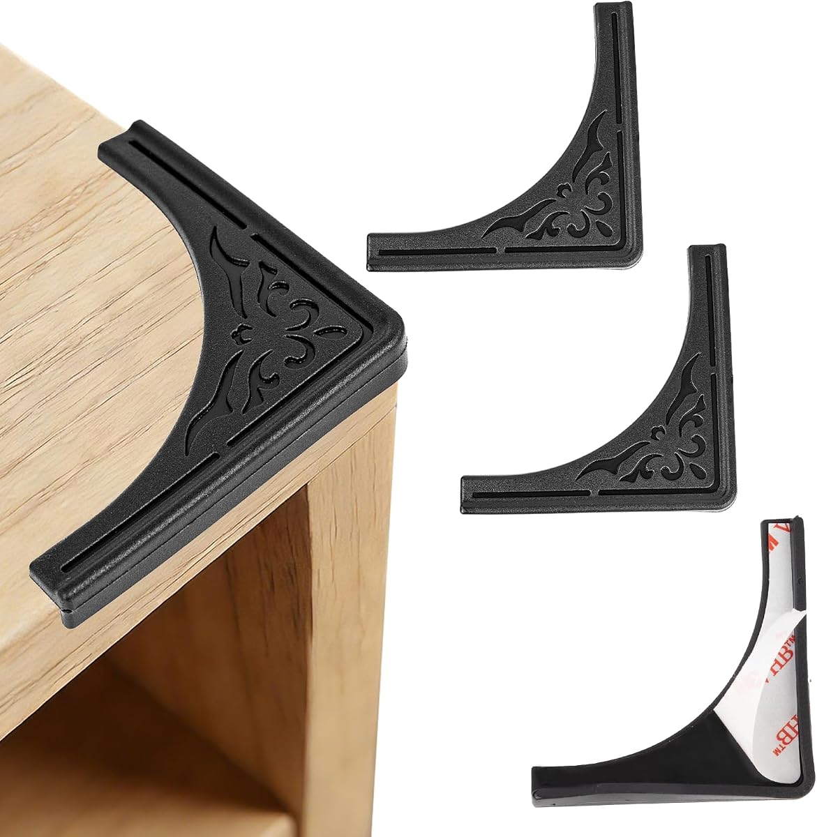 4 protectores de esquinas suaves de seguridad, protectores de esquinas de mesa, protectores de esquinas y bordes a prueba para muebles, estanterías, cajones (negro suave)